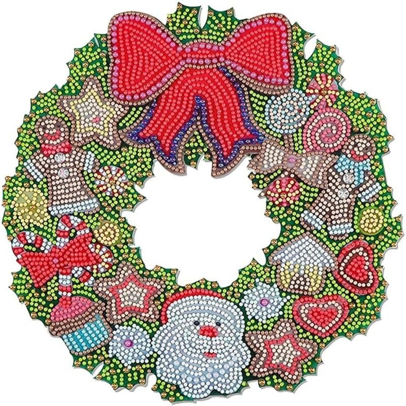 Andere Weihnachtsdekoration, Weihnachtskranz, Halloween-Kranz, hängende Girlande mit 5D-Diamant-Kristallkunst -a