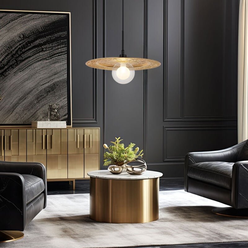 Globo Lighting - Pendellampe Hängeleuchte Esszimmerleuchte Glas gold Wohnzimmerlampe h 119 cm
