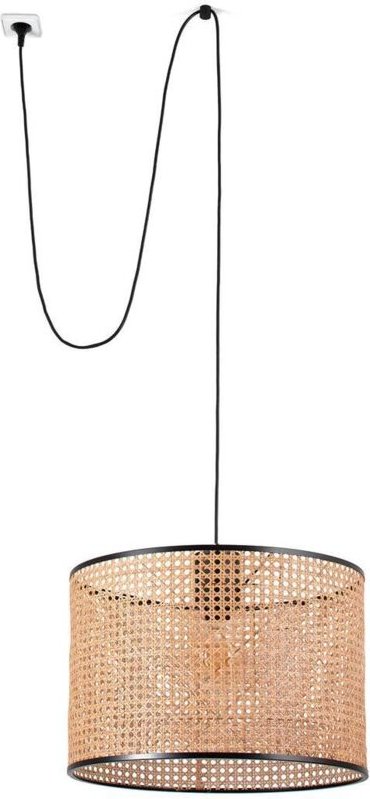 Mambo Hängelampe schwarz/rattan ø450 mit Stecker 68604-49
