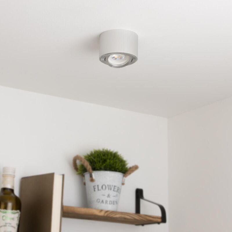 Flacher Aufbaustrahler rund schwenkbar Deckenleuchte - Farbe: Alu-gebürstet - LED Leuchtmittel: Ohne