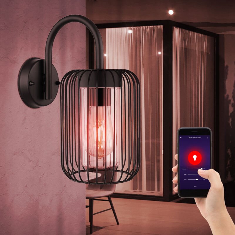 Wandlampe Hauswand Außenleuchte Edelstahl Laterne schwarz Terrassenlampe Gartenleuchte IP44, Kunststoff Metall, App Steu...