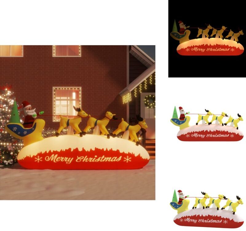 Aufblasbarer Weihnachtsmann mit Rentieren led 145 cm - Weihnachtsdeko - Outdoor Beleuchtung - Lichterkette - Weihnachtsm...