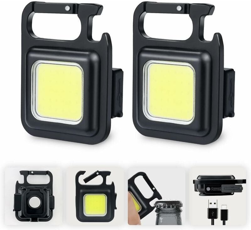 2x Mini-LED-Arbeitsinspektionsleuchten, wiederaufladbar, 500 Lumen, magnetisches Arbeitslicht, tragbar, klein, Schlüssel...