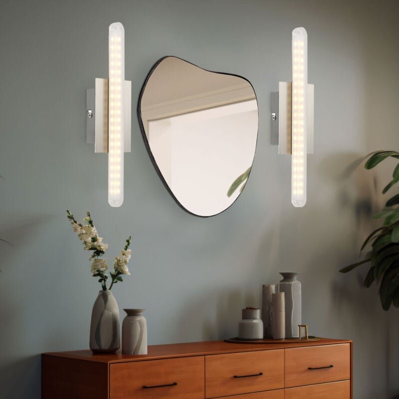 Wandlampe Spiegellampe led Schlafzimmerleuchte chrom Wandleuchte Treppenhauslampe, 4W 260lm warmweiß, LxH 30 x 5 cm, 2er...