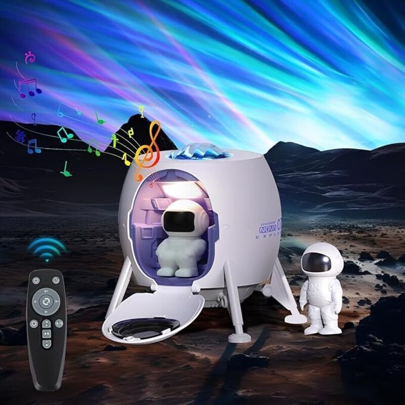 Astronaut Galaxy Projektor, Astronaut Galaxy Projektor mit Lautsprecher Musik, Aurora Projektor mit Timer, Fernbedienung...