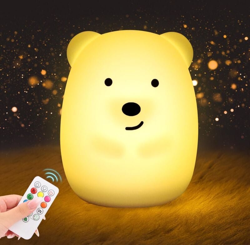 Baby Bear Nachtlicht, Kindernachtlicht, Silikon-Nachtlicht, wiederaufladbares LED-Nachtlicht, mit Timer-Funktion, Fernbe...