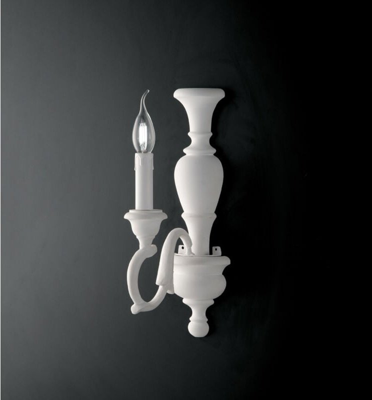 Bonetti Illumina - Fiorenza - Shabby weiße Wandleuchte aus Holz 1 Licht .12 - P.21 - BL172-AP1-BCO