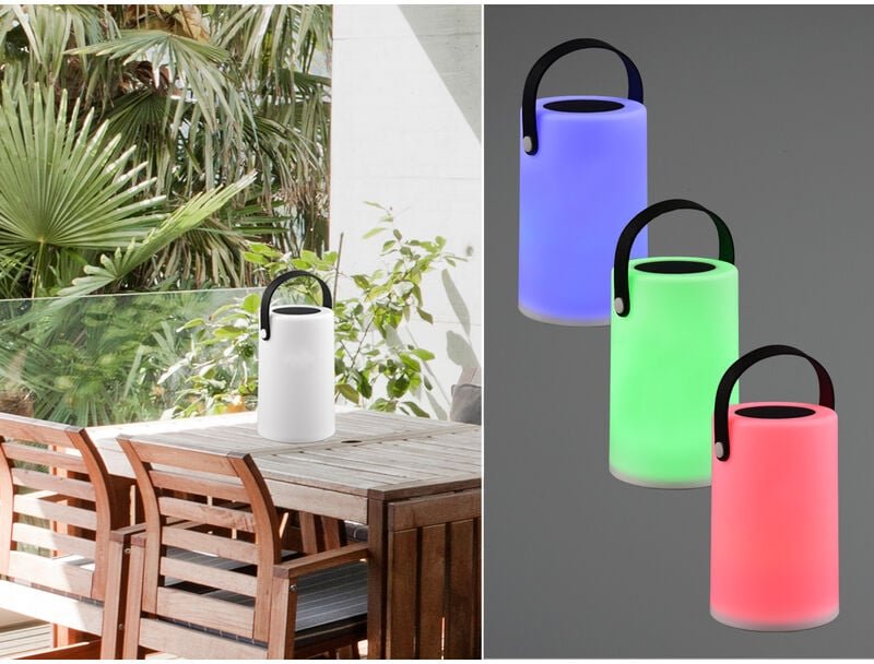 Reality Leuchten - Kleine Akku Tischleuchte garcia rgb, Solar & usb aufladbar,Höhe 20cm