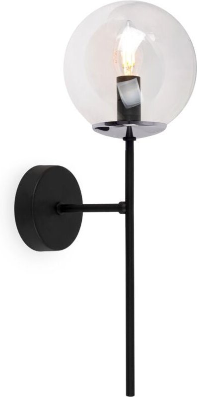 Siena Wandleuchte Schwarz Chrom 1 Flache Klarlampe E14