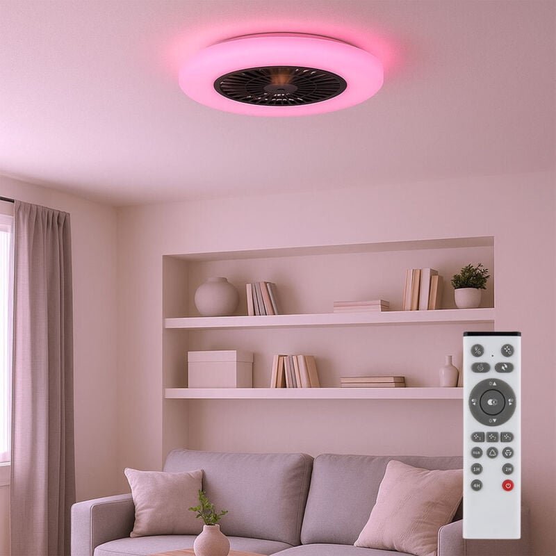Thumbnail - Led Deckenventilator mir Fernbedienung Deckenlampe dimmbar Sommer- Wintermodus Wohnzimmerlampe schwarz, rgb Farbwechsel,...