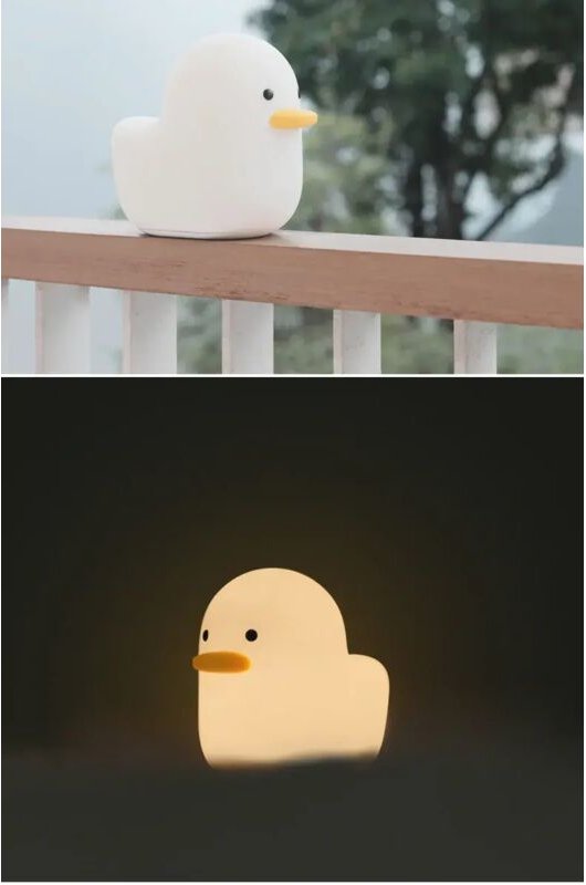 Wiederaufladbares USB-Nachtlicht, Silikon-Enten-Nachtlicht mit Berührungssensor, Nachttischlampe fürs Kinderzimmer, Baby...