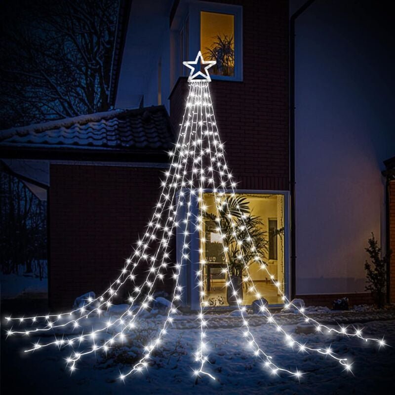 Led Lichterkette Außen Weiß 3.5 m 350 led Weihnachtsbeleuchtung Aussen Strom lichterketten mit 8 Leuchtmodi, Wasserdicht...