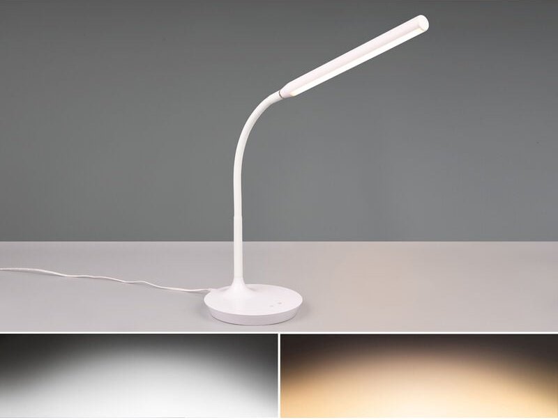 Reality Leuchten - led Schreibtischleuchte toro Weiß, dimmbar & Lichtfarbe einstellbar, Höhe 38cm