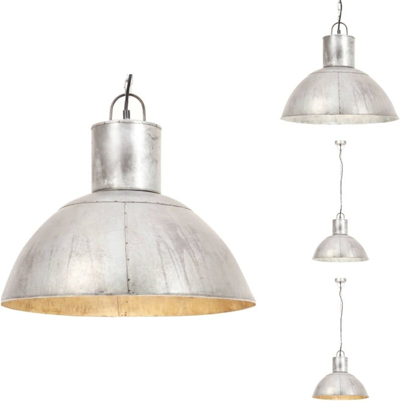 Hängelampe 25 W Silbern Rund 48 cm E27 - Hängelampe - Industrielampen - Deckenlampe - Silberne Lampe - Eisenlampe