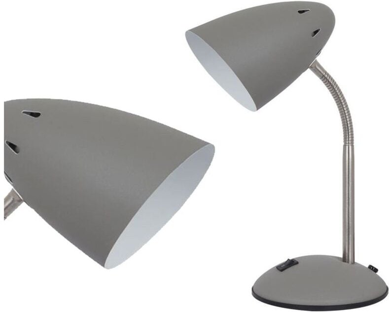 Cosmic - Moderne Tischlampe Grau Satin Finish 1 Leuchte mit Sandgrauem Farbton, E27 - Italux
