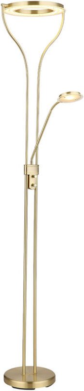 Stehleuchte Stehlampe Deckenfluter Wohnzimmerleuchte Schlafzimmerlampe, dimmbar, flexibler Lesespot, messingfarben matt ...