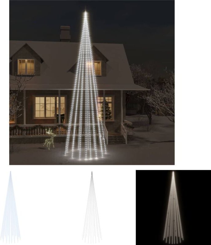 Thumbnail - The Living Store LED-Weihnachtsbaum für Fahnenmast Kaltweiß 1134 LEDs 800 cm - Weihnachtsbeleuchtung