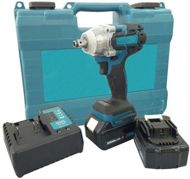 Trade Shop - schlagschrauber schraubt bolzen ab auto wohnwagen doppelbatterie 20 v 1/2' -