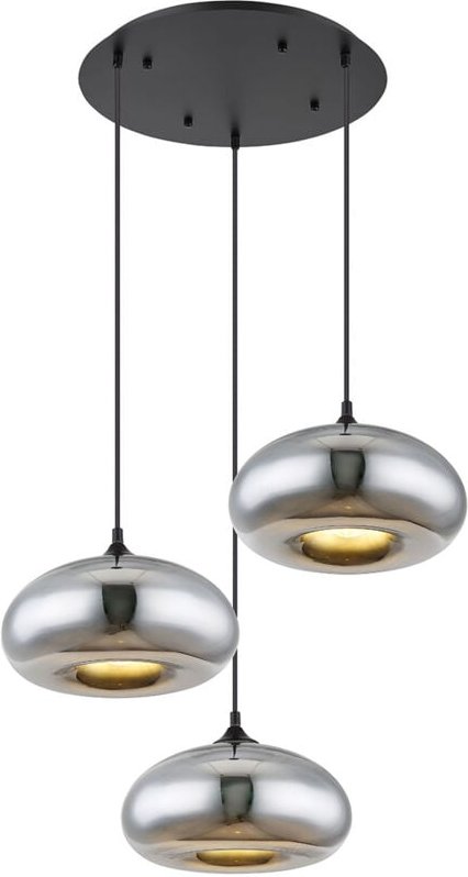 Hängeleuchte - Selly - schwarz - glas rauchglas - ø 65cm - Globo