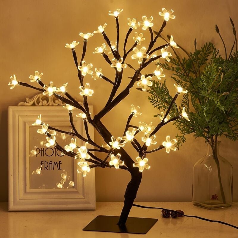 45 cm Kirschblütenbaum-Licht, 48 warmweiße Lichter, Steckeradapter, Bonsai-Baum für Zuhause, Schlafzimmer, Hochzeit, Bür...