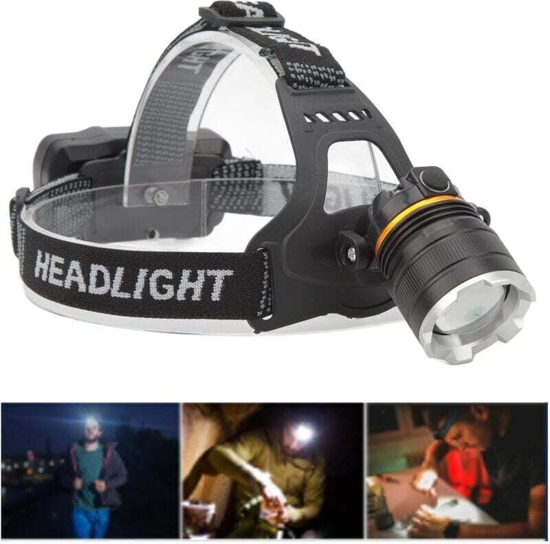 Lampe Frontale Wiederaufladbare Haute Luminosité Zoom Reglable Lampe Frontale Légère Etanche pour Pêche de Nuit en Plein...