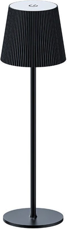 Wiederaufladbare 3-W-Tischleuchte mit Plissee-Design, modernes Metalldesign, LED-Ambientelicht, schwarz