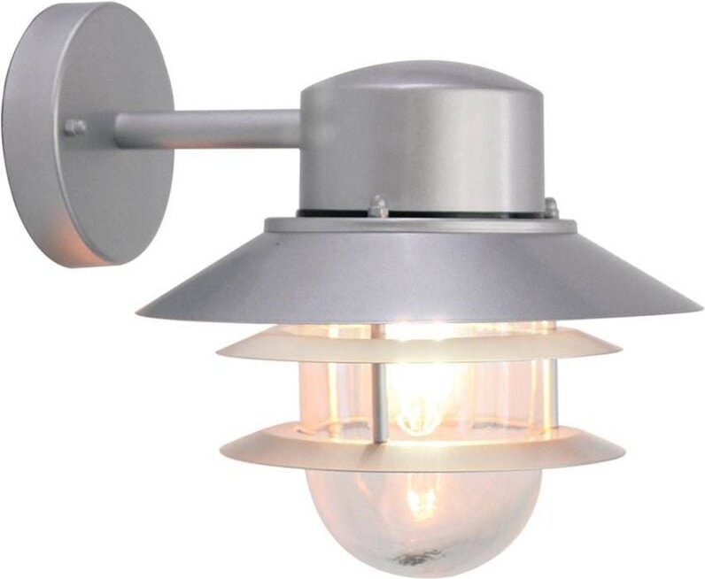 Außen Wandlaterne COPENHAGEN aus Edelstahl, Silber Höhe 24cm