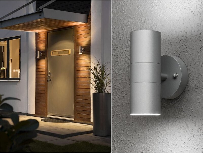 Konstsmide - 2er-Set Aluminium Up-Down Wandleuchten modena grau, GU10, Höhe 17 cm, IP44