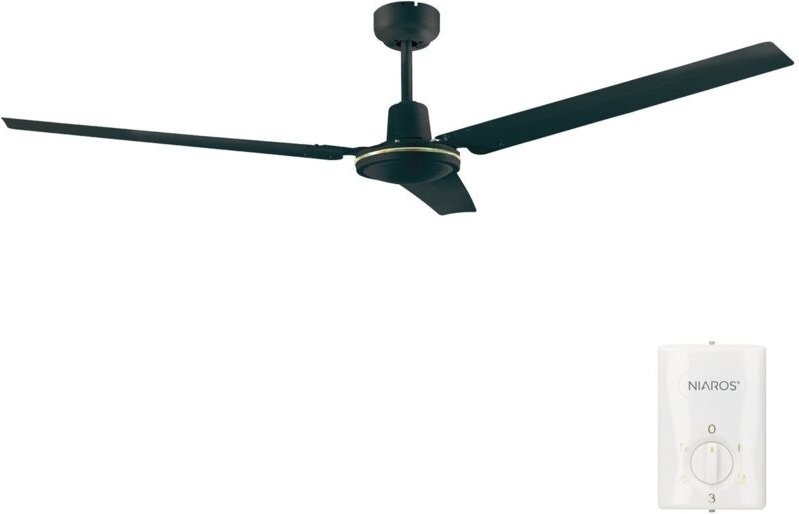"Saltok" dimmbarer Deckenventilator mit Fernbedienung (60W AC 230V Motor) Ø142x37cm schwarz