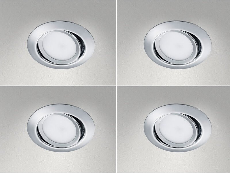 Meinewunschleuchte - Runder led Einbaustrahler Decke im 4er Set schwenkbar Chrom glänzend 5 Watt