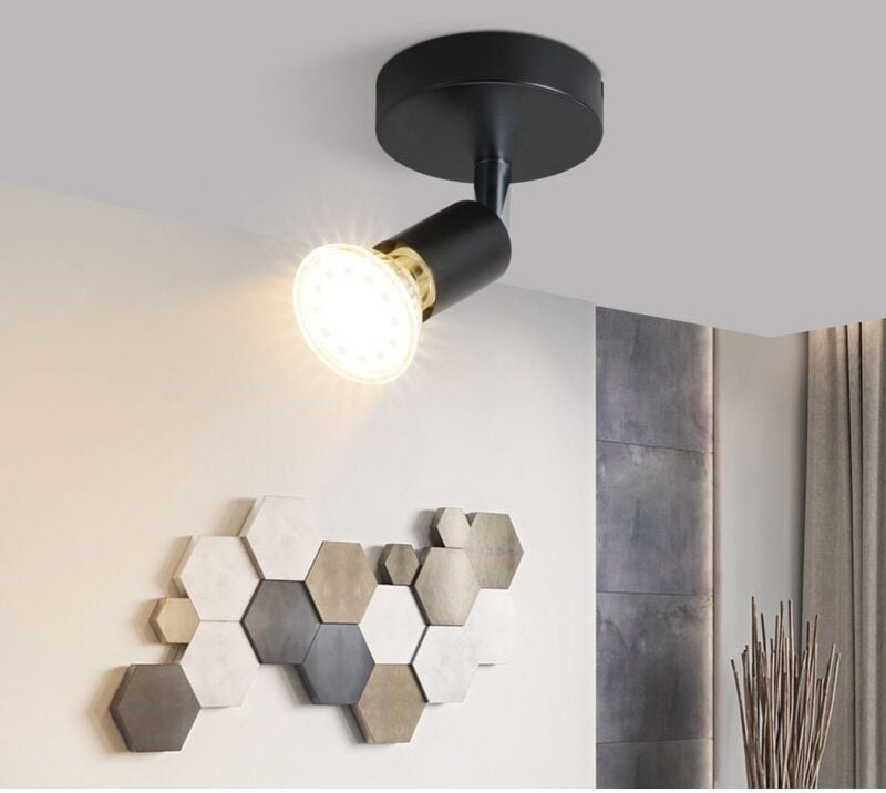 Thumbnail - Led Deckenstrahler 1 Flammig Wand - Schwarz Deckenleuchte Modern Deckenlampe GU10 Deckenspot Schwenkbar 330°Drehbar Wand...
