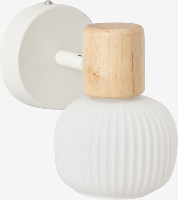 Sklum - Wandleuchte aus Eisen, Gummiholz und Glas Ekaizy Weiss