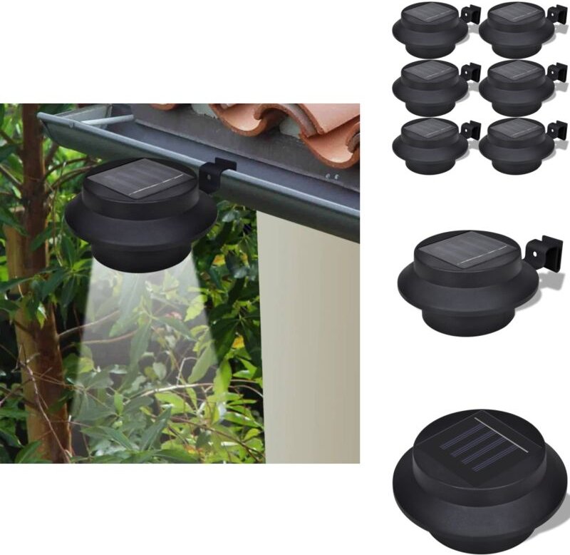 6x Außenlampe Sonnenlichtset Zaunlicht Schwarz - led Solarleuchte - Außenscheinwerfer - Gartenbeleuchtung - Zaunlaterne ...