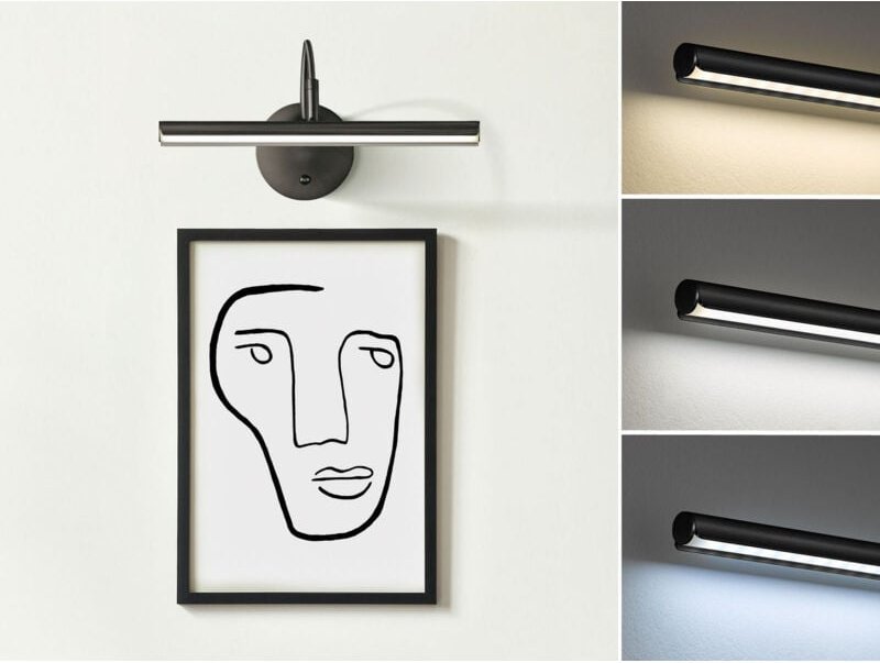 Fischer&honsel - led Wandleuchte nami Schwarz mit Schalter dimmbar, Breite 43cm