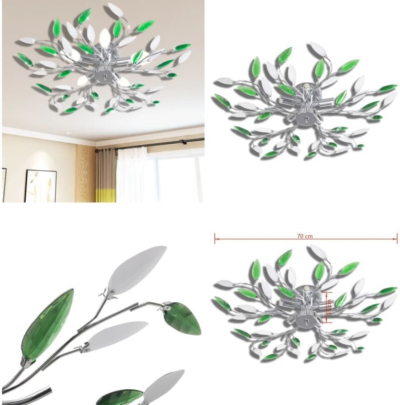 Thumbnail - Vidaxl - Deckenlampe güne und weiße Blätterranken mit Acryl-Blättern 5x E14 - Deckenlampen - Deckenlampe - Home & Living...