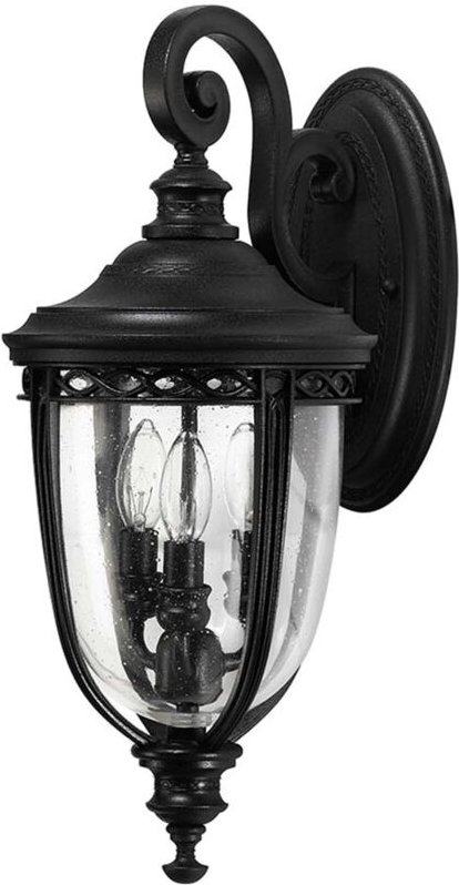Elstead - English Bridle - 3 Light Outdoor Mittlere Wandlaterne Hellschwarz IP44, E14