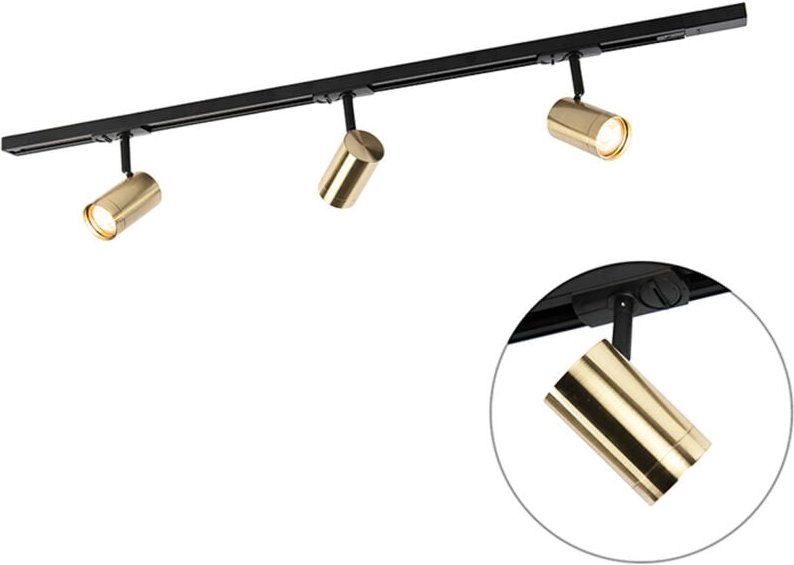 Schienensystem mit 3 Spots 1-phasig schwarz mit Gold - Jeana