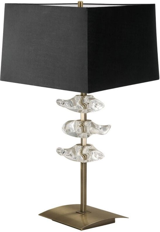 Inspired Mantra Akira Tischlampe 2-flammig E27, antikes Messing mit schwarzem Schirm