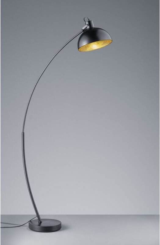 Iperbriko - Recife Gewölbte Stehlampe 1 x E27 Lampenschirm Metall Schwarz Innen Gold Trio Beleuchtung