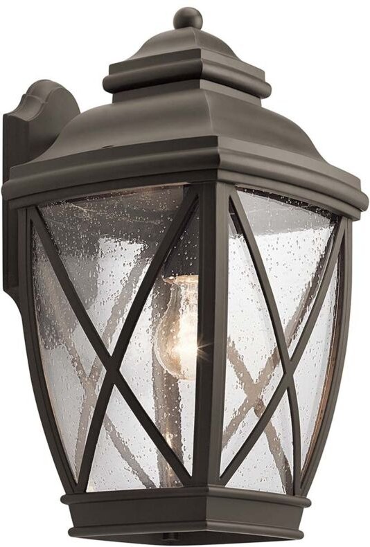 Außenleuchte Wandlampe alu Glas h 43,2 cm Bronze Laterne Gartenlampe Klassisch