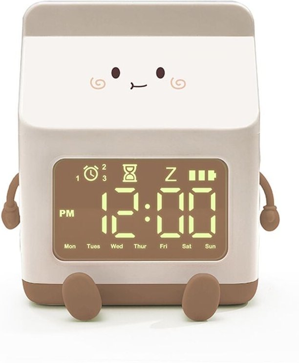 Tlily - Milchkarton-Wecker, Wind-Milchkarton, elektronische LED-Smart-Uhr, Schlafzimmer, Nachttisch, Schlafsaal, Student...