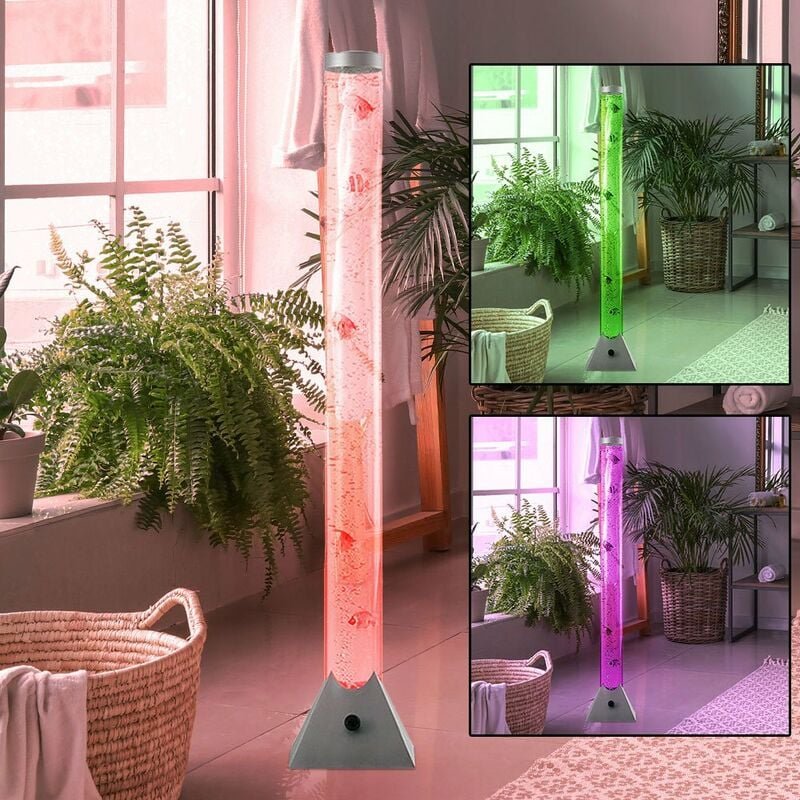 Sprudelsäule led Wassersäule Schlafzimmer Stehlampe RGB-Farbwechsler Deko-Stehleuchte mit Fischen, Kunststoff, led Farbw...