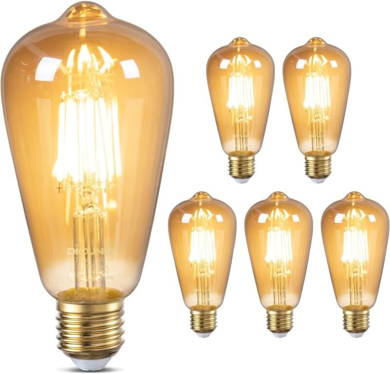 Vintage E27 Glühbirne, dekorative Edison LED-Glühbirne, warmweißes bernsteinfarbenes Glas 2700K, nicht dimmbar, E27 LED-...
