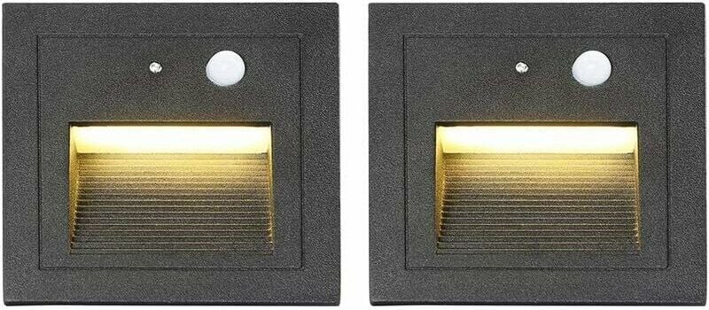 Einbaustrahler Wand und Decken 2er Set LED Wandeinbaustrahler 3W Wandleuchte Treppenstufenleuchte Lampe Bewegungsmelder ...