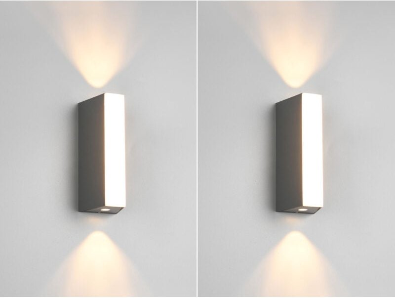 2er Set Kleine LED Außenwandleuchten Up and Down IP65, Höhe 16cm