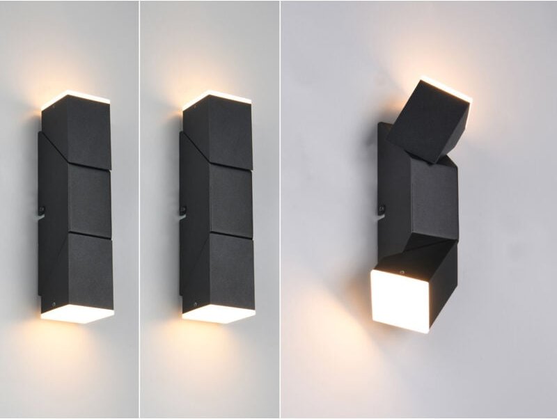 2er Set led Wandleuchten für innen schwenkbar Schwarz, Höhe 17cm