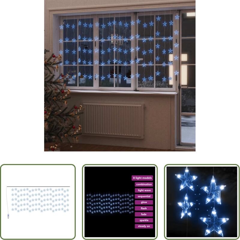 LED-Lichterkette - LED Sternenvorhang Lichterkette 500 LED Blau 8 Funktionen