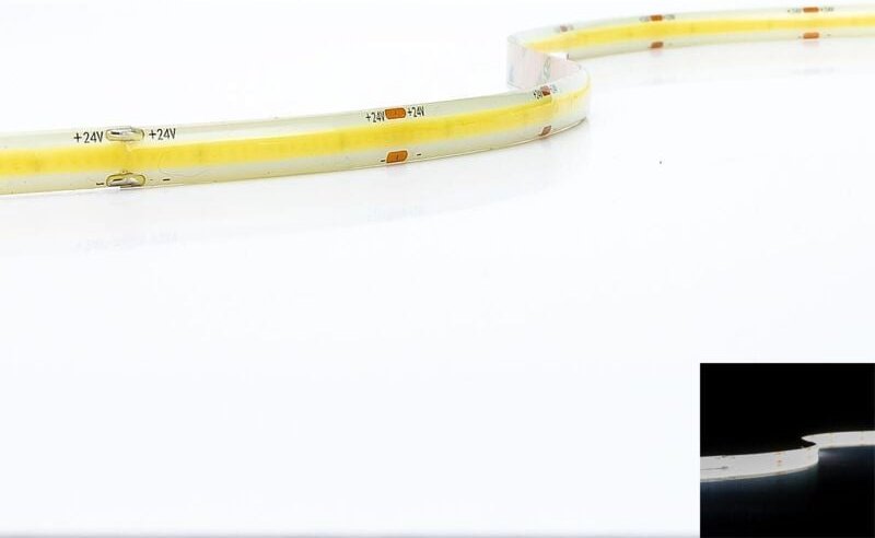 COB 24V CRI90 LED Streifen 5M 11W/m 480LED/m 8mm - Lichtfarbe: Kaltweiß 6500K - Schutzart: IP65