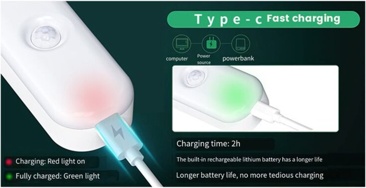 LED-Nachtlicht mit Bewegungsmelder, 2er-Pack zum Aufkleben, Wandleuchten, Schrank- und Treppenlichter, bewegungsaktivier...