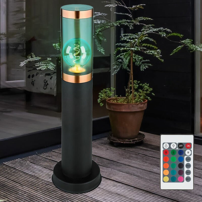 Sockelleuchte dimmbar mit Fernbedienung led Wegelampe Außenstehlampe, rgb Farbwechsel, Edelstahl Kunststoff, 8,5W 806lm ...